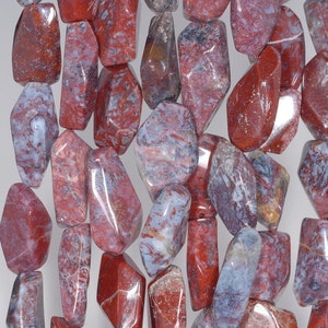 Blood Agate Gemstone Grade AAA 18x11MM-23x13MM Red Blue Faceted Nugget Loose Beads 15.5 inch Full Strand (80001335-89)
