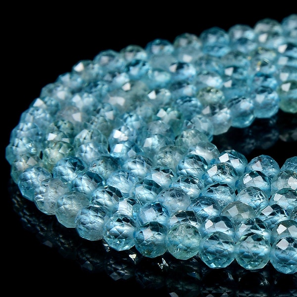 Natural Aqua Blue Apatite Gemstone Grade AAA Micro Faceted Round 3MM 4MM Loose Beads 15 inch Full Strand (P82)