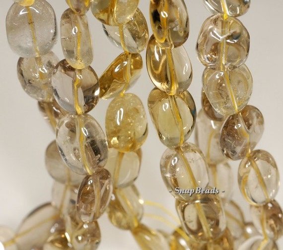 15x12mm Lemon Quartz Gemstone Nugget Loose Beads 7.5 Inch
