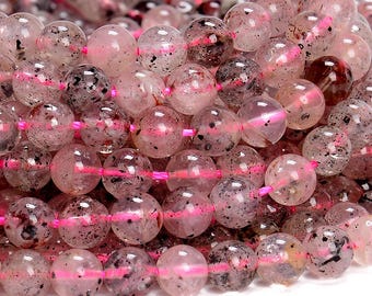 Natural Biotite Mica In Quartz Gemstone Round 8MM Loose Beads (D655)