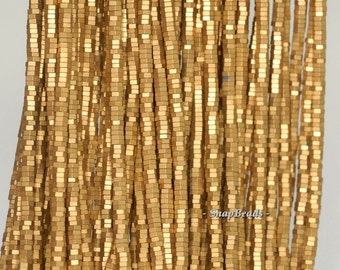 2x1mm Gold Matte Hematite Gemstone Heishi Hexagonal Slice 2x1mm Loose Beads 16 inch Full Strand (90183397-199)