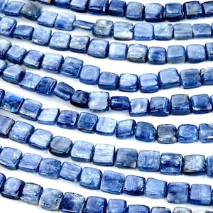 Natural Blue Kyanite Gemstone Grade AAA Square 7MM 8MM Loose Beads (P85)