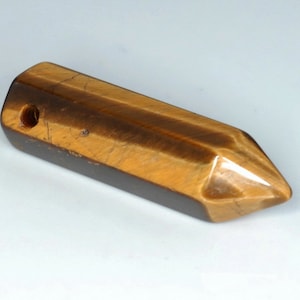 31x8mm Yellow Tiger Eye&#39;s Gemstone Point Healing Chakra Hexagonal Point Focal Bead BULK LOT 2,4,6,12 and 50 (90183777-368)