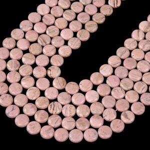 Natural Argentina Rhodochrosite Gemstone Grade A Flat Round Button 14MM 18MM 25MM Loose Beads (D352)