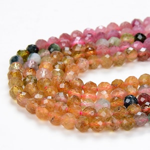 4MM Natural Multi Color Tourmaline Gemstone Grade AAA Micro Faceted Round Loose Beads 15 inch Full Strand (80009351-P26)