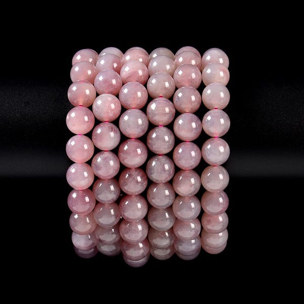 Natural Madagascar Rose Quartz Gemstone Round Bracelet 7MM 8MM 9MM 10MM 11MM Strand (S46)