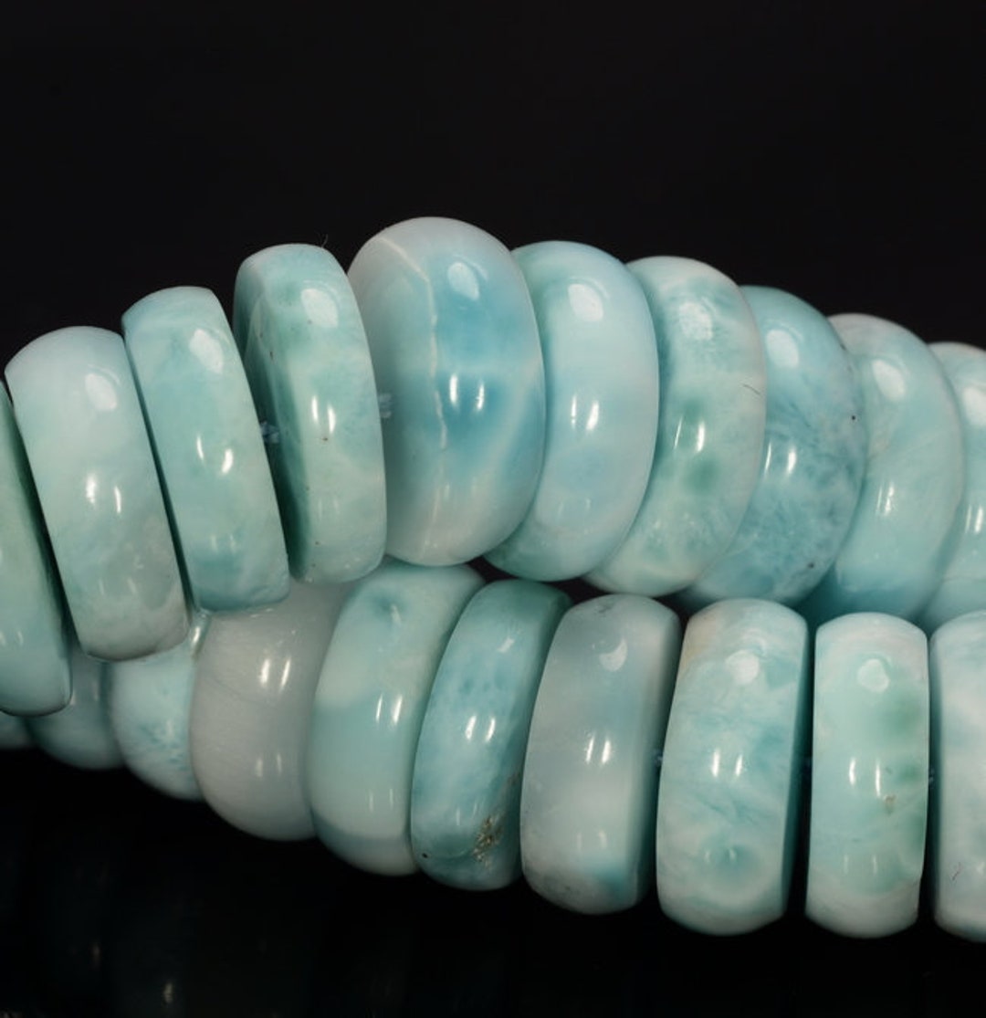 Genuine Dominican Larimar Gemstone Grade AAA Blue 8x4-9x5mm Rondelle ...
