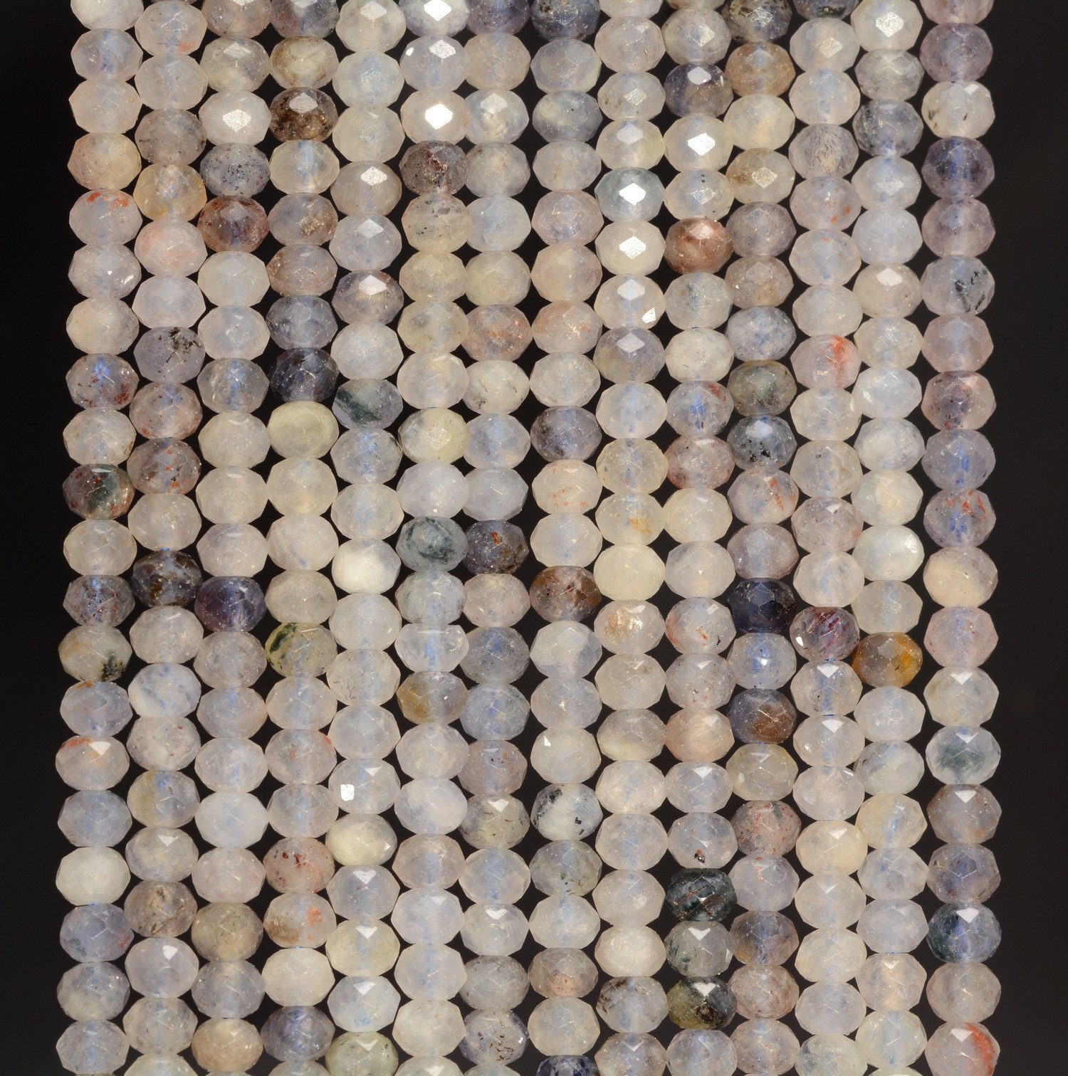 AAA Quality Natural Iolite Faceted Beads Loose Rondelle Gemstone Strand 13" A AAA Quality Natural Iolite Faceted Beads Loose Rondelle Gemstone Strand 13" A