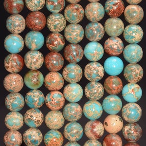 8mm Sea Sediment Imperial Jasper Gemstone Grade AA Turquoise Blue Round Loose Beads 15 inch Full Strand (90184457-357)