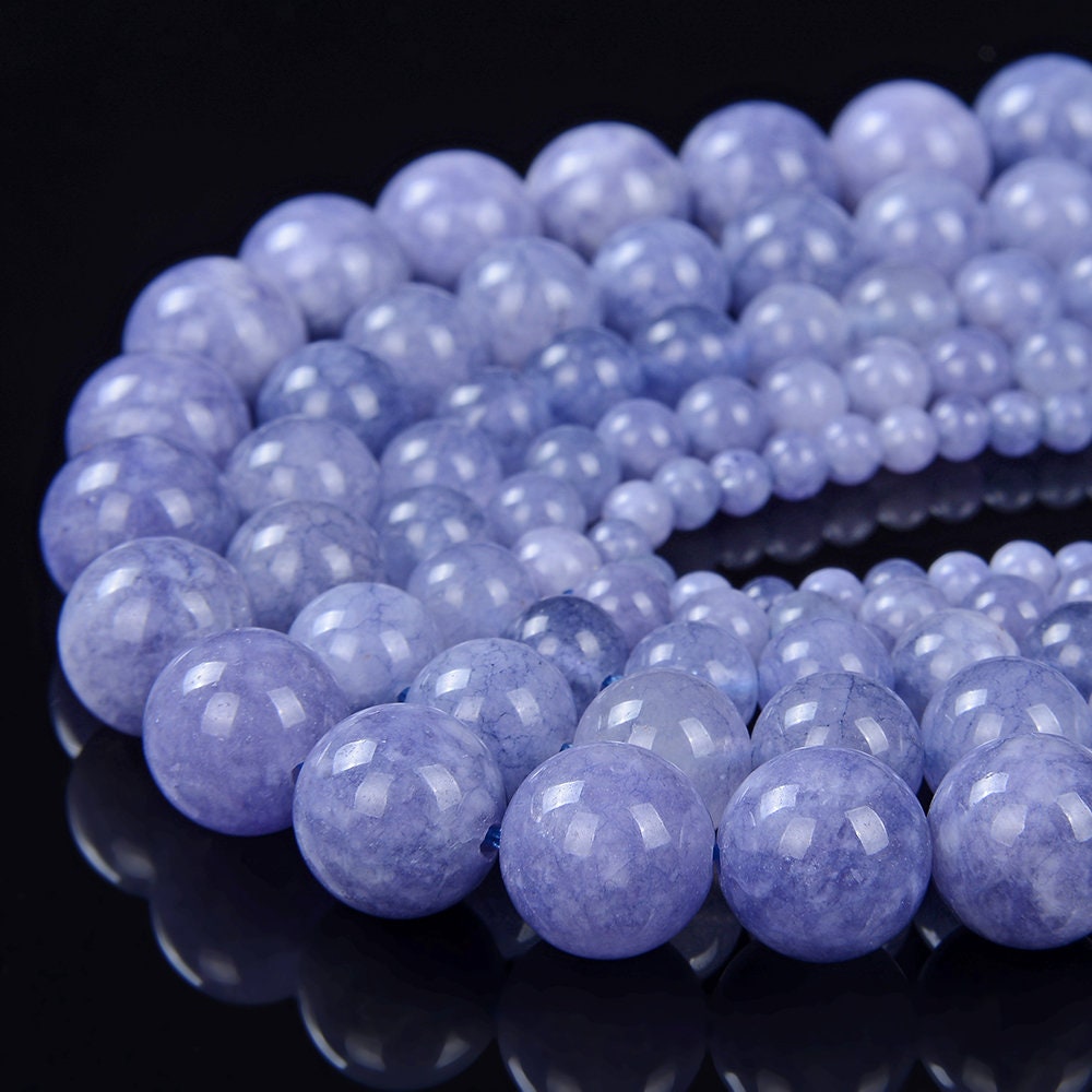 6-10mm Blue jade Gemstone Beautiful Round Loose Beads 15'' 