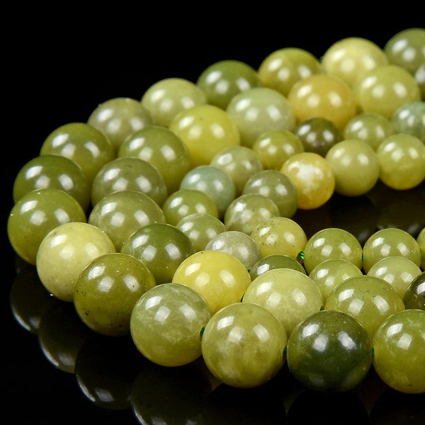 Genuine Natural Peridot Jade Gemstone Grade AAA Round 4mm 6mm 8mm 10mm Loose Beads Full Strand (A257)