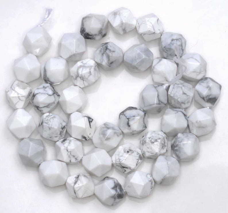 80005173-M17 10MM Howlite Turquoise Beads Star Cut Faceted Grade AAA Genuine Natural Gemstone Loose Beads 15 BULK LOT 1,3,5,10 and 50