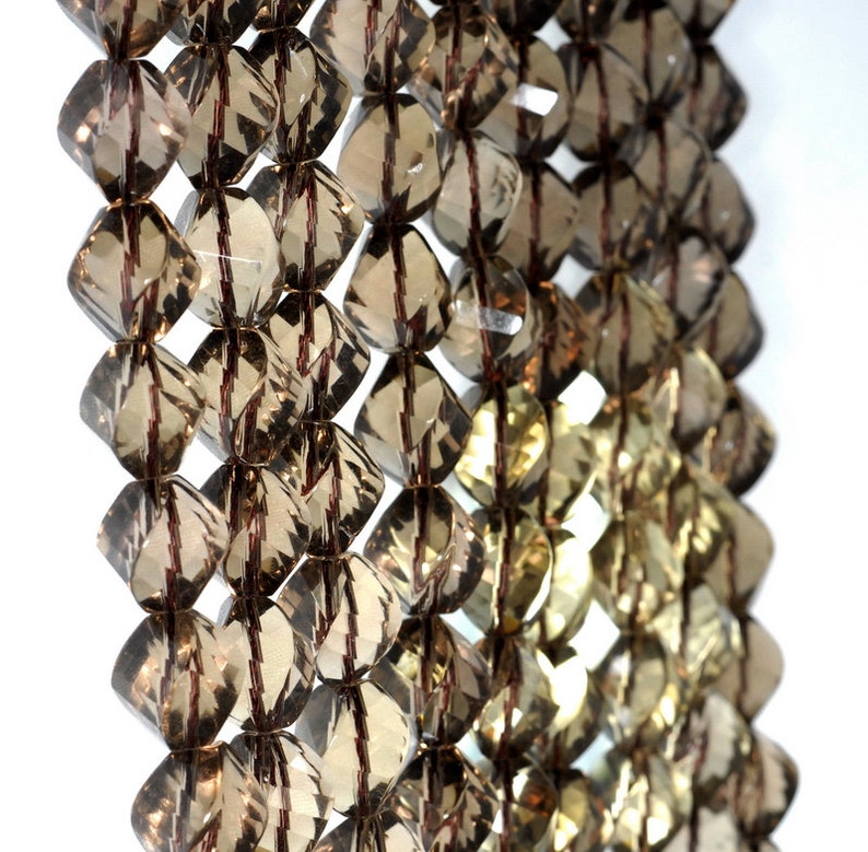13X10MM SMOKY QUARTZ GEMSTONE GRADE AA FACETED TWIST BARREL LOOSE BEADS 15" 13X10MM SMOKY QUARTZ GEMSTONE GRADE AA FACETED TWIST BARREL LOOSE BEADS 15"