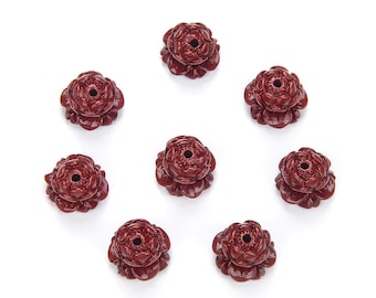 辰砂宝石彫刻蓮の花 14 x 10 MM 5 ビーズ (80018756-S26) - Etsy 日本