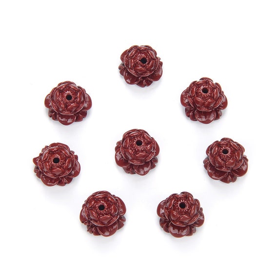 辰砂宝石彫刻蓮の花 14 x 10 MM 5 ビーズ (80018756-S26) - Etsy 日本