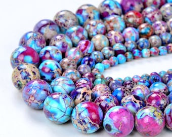 Galaxy Sea Sediment Imperial Jasper Gemstone Grade AAA Round 4mm 6mm 8mm 10mm 12mm Loose Beads (A284)