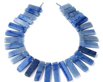 48X11-29X10MM Blue Aventurine Gemstone Gradated Slice Stick Points Loose Beads 15.5 inch Full Strand (80016536-S15)