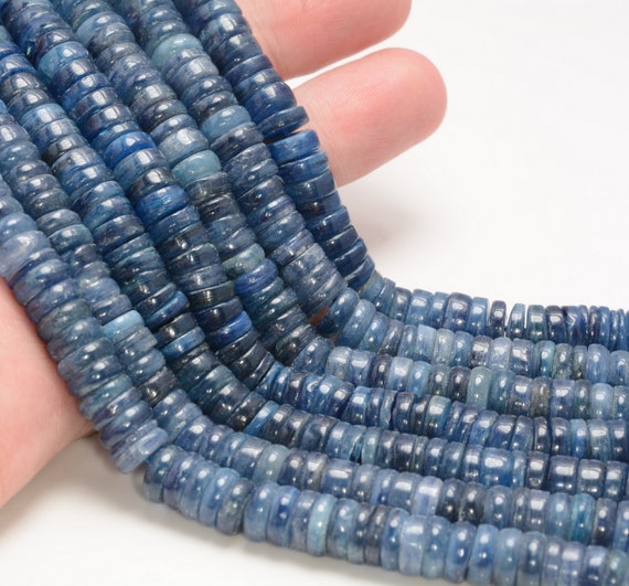 10X3MM BLUE KYANITE GEMSTONE GRADE A HEISHI SLICE LOOSE BEADS 8/"