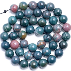 10 Strands 10mm African Blood Stone Gemstone Green Red Round Loose Beads 15 inch Full Strand (80005856-M28 x10)