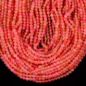 Orange Pink Jade Gemstone Round 4MM Loose Beads 14.5 inch Full Strand (80020080-D617)