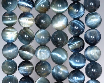 Oeil de tigre bleu naturel de 8 mm, pierre précieuse de qualité AA, œil de faucon, perles rondes en vrac, brin complet de 15,5 pouces (80002580-804)