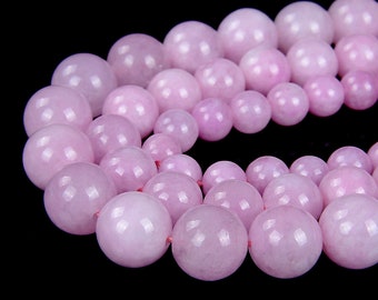 Purple Kunzite Quartz Gemstone Purple Grade AAA Round 6mm 8mm 10mm Loose Beads Full Strand (A256)