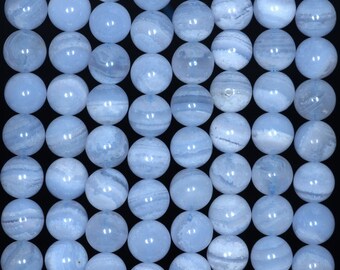 6mm Chalcedony Blue Lace Agate Gemstone Grade AA Blue Round 6mm Loose Beads 15.5 inch Full Strand (90181679-166)