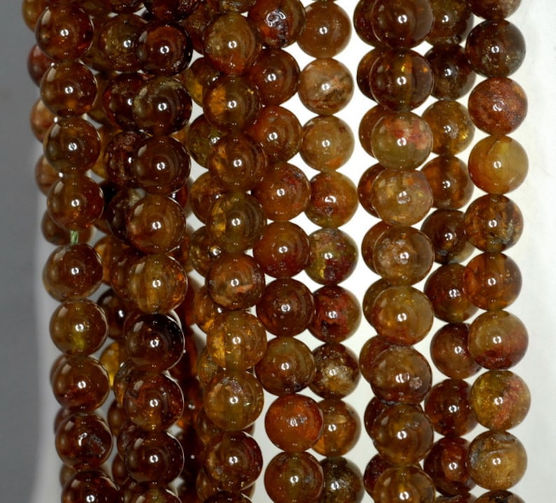 90189120-B54 8mm Green Garnet Gemstone Brown Green Grade A Round Loose Beads 16 inch Full Strand