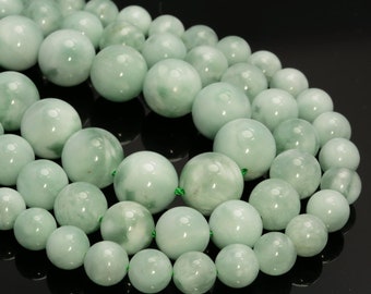 Genuine Natural Green Moonstone Gemstone Grade AAA 3mm 4mm 6mm 7mm  8mm 10mm 12mm 14mm Round Loose Beads (A252)
