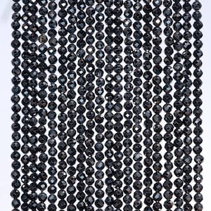3MM Genuine Black Spinel Gemstone Micro Faceted Round Loose Beads 15.5 inch Full Strand (80017600-3mm)