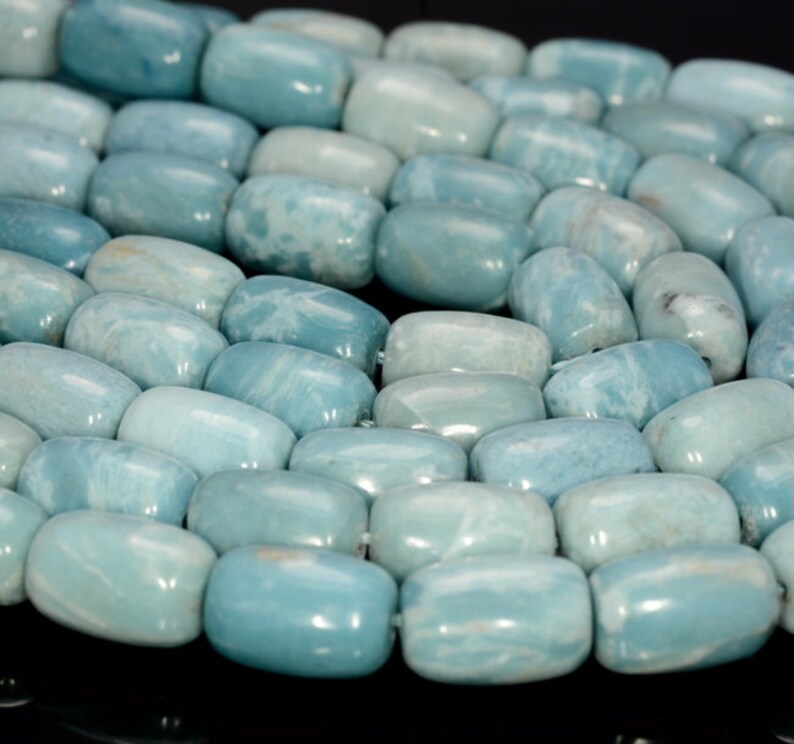 80005583-921 x10 10 Strands Larimar Quartz Gemstone Grade AAA Sky Blue 14x10mm Barrel Drum Loose Beads 15 inch Full Strand BULK LOT