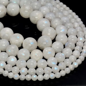 SALE !!! Genuine Rainbow Moonstone Gemstone Indian Grade AA 4mm 5mm 6mm 7mm 8mm 9mm 10mm 11mm 12mm Round Loose Beads Full Strand (499)