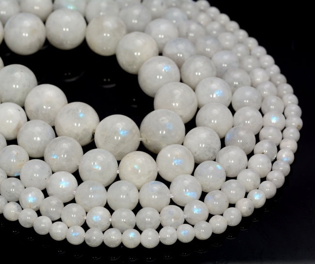 SALE !!! Genuine Rainbow Moonstone Gemstone Indian Grade AA 4mm 5mm 6…