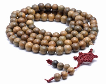 108PCS 10mm Fragrant Green Sandalwood Grade AA Verawood Prayer Buddha Mala Meditation Beads Round Loose Beads BULK LOT (80002516-W2)