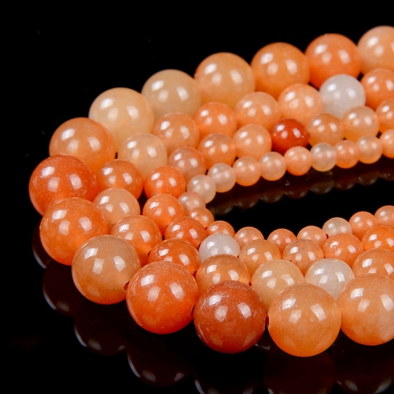 Orange Aventurine Gemstone Round Beads for jewelry making 15" 6 mm 8 mm 10 mm 