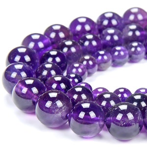 Amatista natural, grado AAA, redonda, cuentas sueltas de 5 mm, 6 mm, 7 mm, 8 mm, 9 mm y 10 mm (D329)