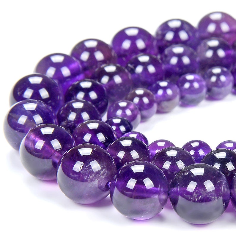 Natural Amethyst Gemstone Grade AAA Round 5MM 6MM 7MM 8MM 9MM 10MM Loose Beads D329 image 1