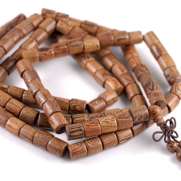 108PCS 8x8mm Africain Senna Siamea Wood Prayer Buddha Mala Meditation Beads Barrel Drum Loose Beads BULK LOT (90182717-398)