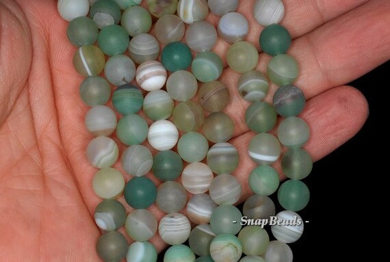 8MM MOONLIGHT AGATE GEMSTONE GREY GREEN STRIPED MATTE ROUND 8MM LOOSE BEADS 15/"