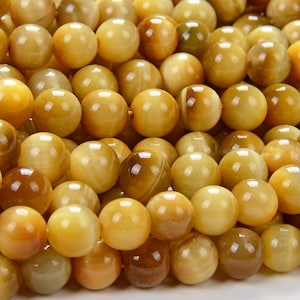 10mm Gold Tigerauge Edelstein Grade AA Goldgelb runde 10mm lose Perlen 7,5 Zoll halber Strang (90189358-78)