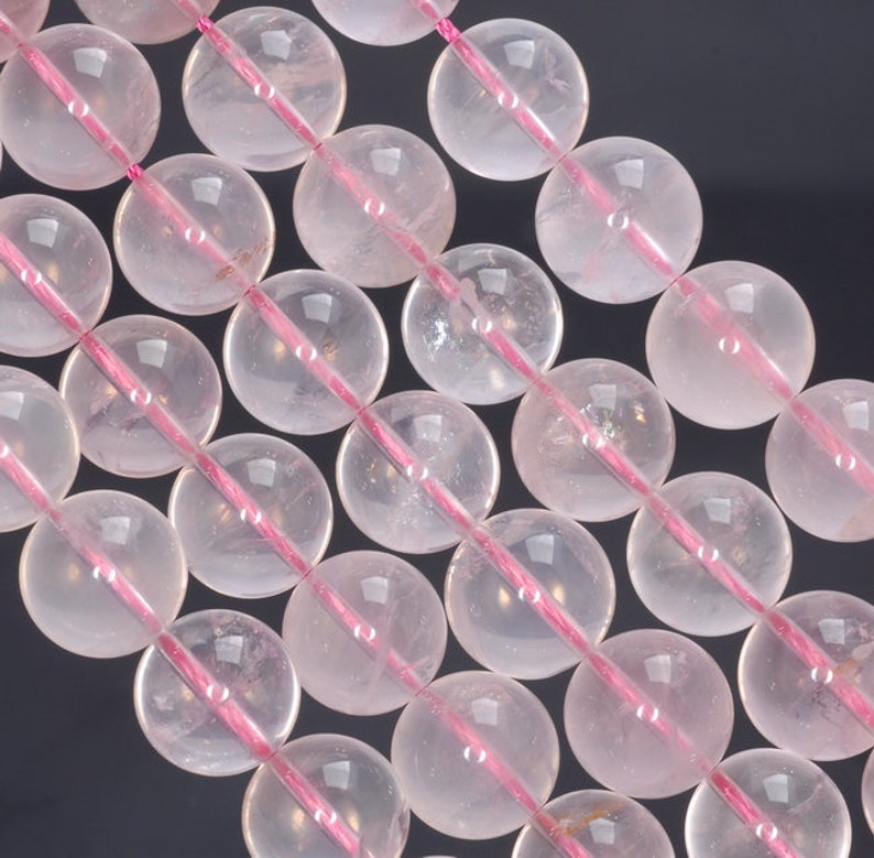 80003880-B102 12MM Translucent Pink Mozambique Rose Quartz Gemstone Grade A Round Loose Beads 7.5 inch Half Strand