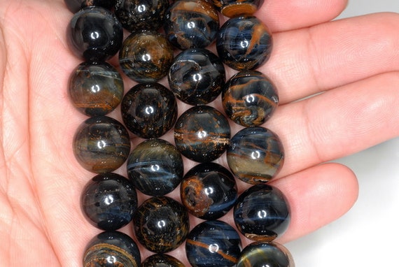 10MM BLUE TIGER EYE GEMSTONE GRADE AB ROUND LOOSE BEADS 7.5/"