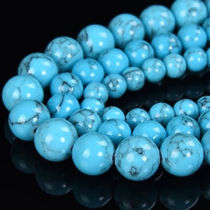 Blue Turquoise Gemstone Round 8MM Loose Beads (D566)