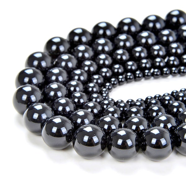 8mm Black Onyx Gemstone AAA Round 8MM Loose Beads 15.5 inch Full Strand (90163019-77)