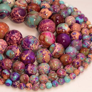 Galaxy Sea Sediment Imperial Jasper Gemstone Purple Pink Round 4mm 6mm 8mm 10mm Loose Beads 15 inch Full Strand LOT 1,2,6,12 and 50