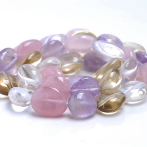 9-10MM Multi Quartz Gemstone Round Flat Nugget Loose Beads 16 inch Full Strand (80001964-A30)
