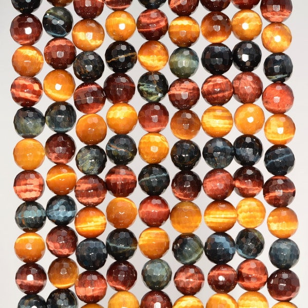 6mm Multi Color Tiger Eye Gemstone Yellow Red Blue Grade AAA Faceted Round Loose Beads 15.5 inch Full Strand (80005648-472)