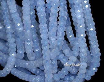 5x4mm Chalcedony Blue Lace Agate Gemstone Grade AAA Micro Faceted Rondelle Loose Beads 7.5 inch Half Strand (80002494 H-795)