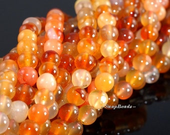 Perles en vrac, cornaline, agate rouge, rouge agrumes, rondes 4 mm, 6 mm, 8 mm, (100)