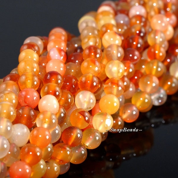 Carnelian Red Agate Gemstone Citrus Red Round 4MM 6MM 8MM Loose Beads  (100)